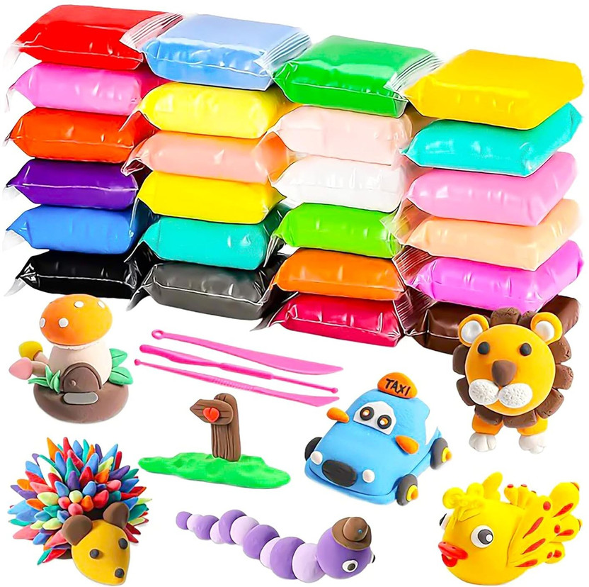 SONAESSENTIAL Pack of 36 Air Dry Clay, Colorful Soft Playing Clay with 3 Tools, Art & Crafts