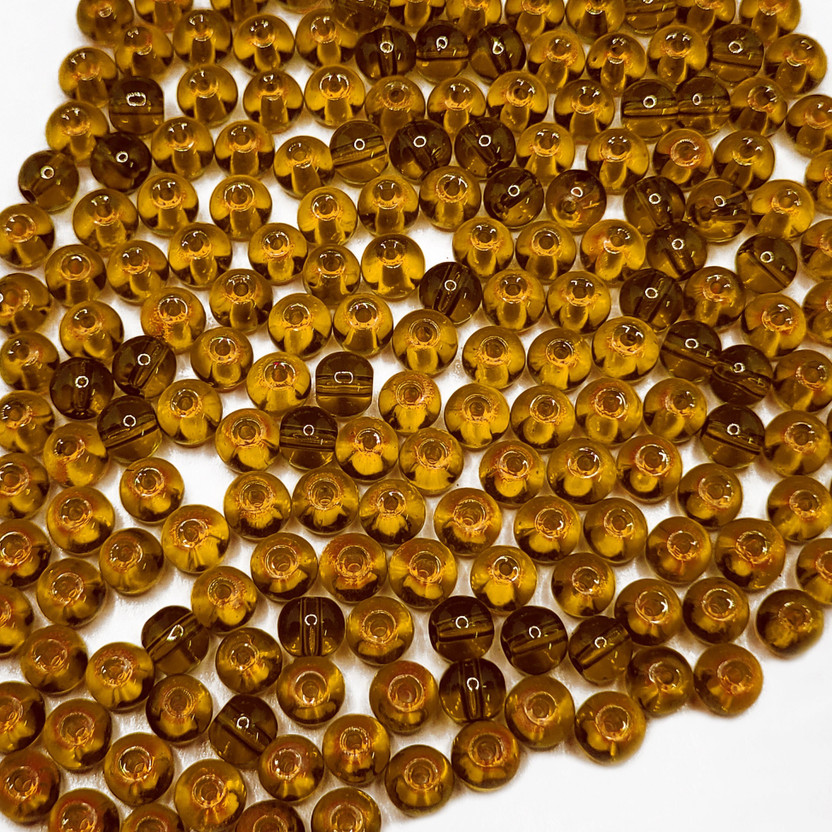 INDIKONB 6mm Gold Glass Pearl Beads for Jewellery Making