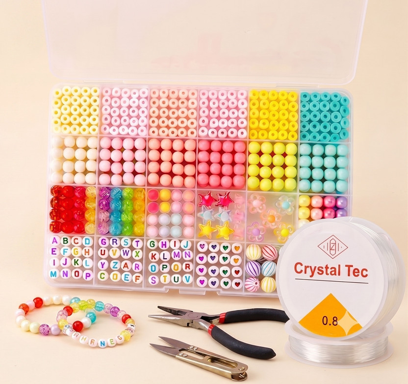 Jack Jack Lawrence DIY Bracelet & Jewelry Making Kit for Girls, 24-Grid Multi Beads Set with String - Flipkart Deal