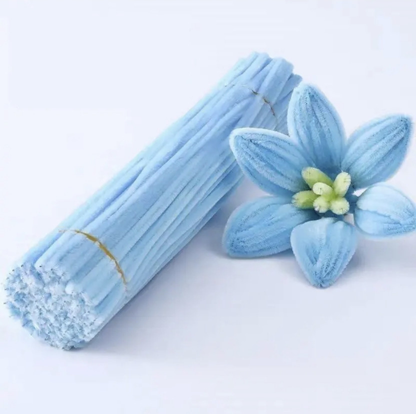 Batricher 100 Pcs Pipe Cleaner for Craft, Hobby, Fun, DIY Accessory Pastel Blue