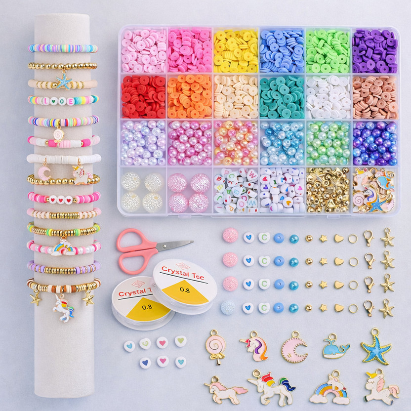 Guellix Kids Bracelet Making Kit with Beads & Charms for Girls | Friendship Bracelets