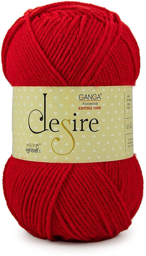 GANGA Desire Hand Knitting and Crochet yarn (Red) (200gms)