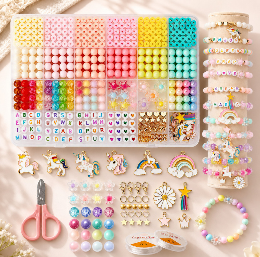 RANNADE DIY Bracelet Making Kit for Girls with Beads, Charms & Storage Box Set