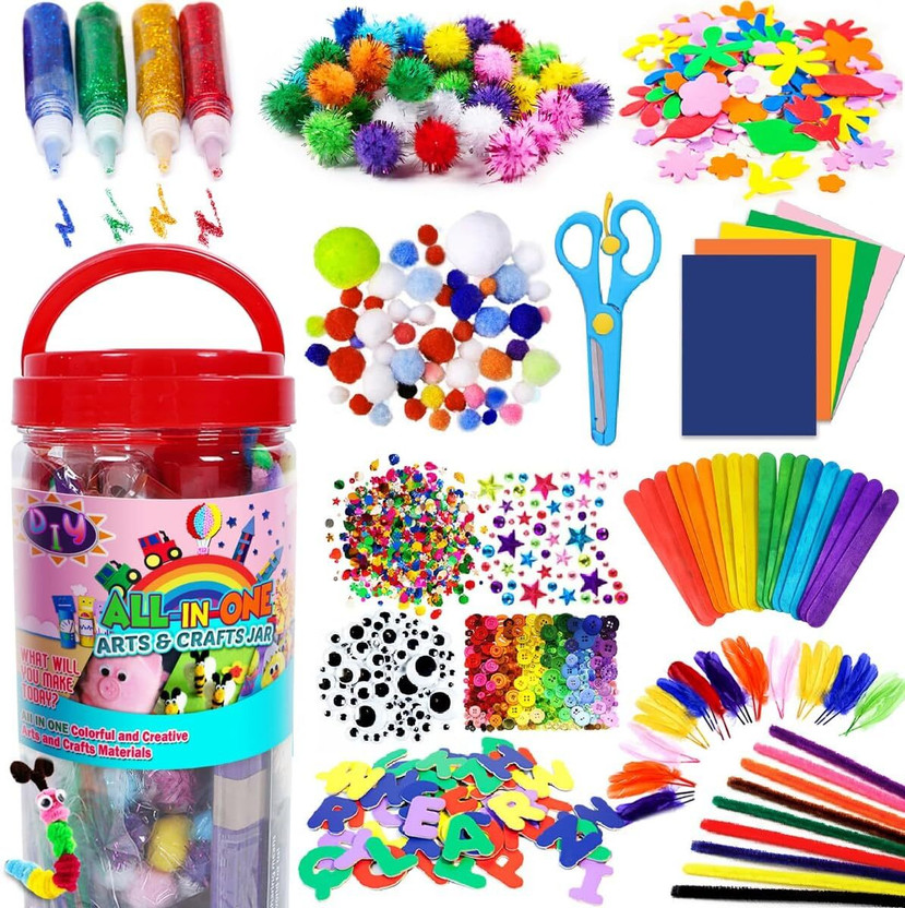 Qroof Arts and Crafts for Kids DIY School Supplies Kit , Gifts for Girls and Boys