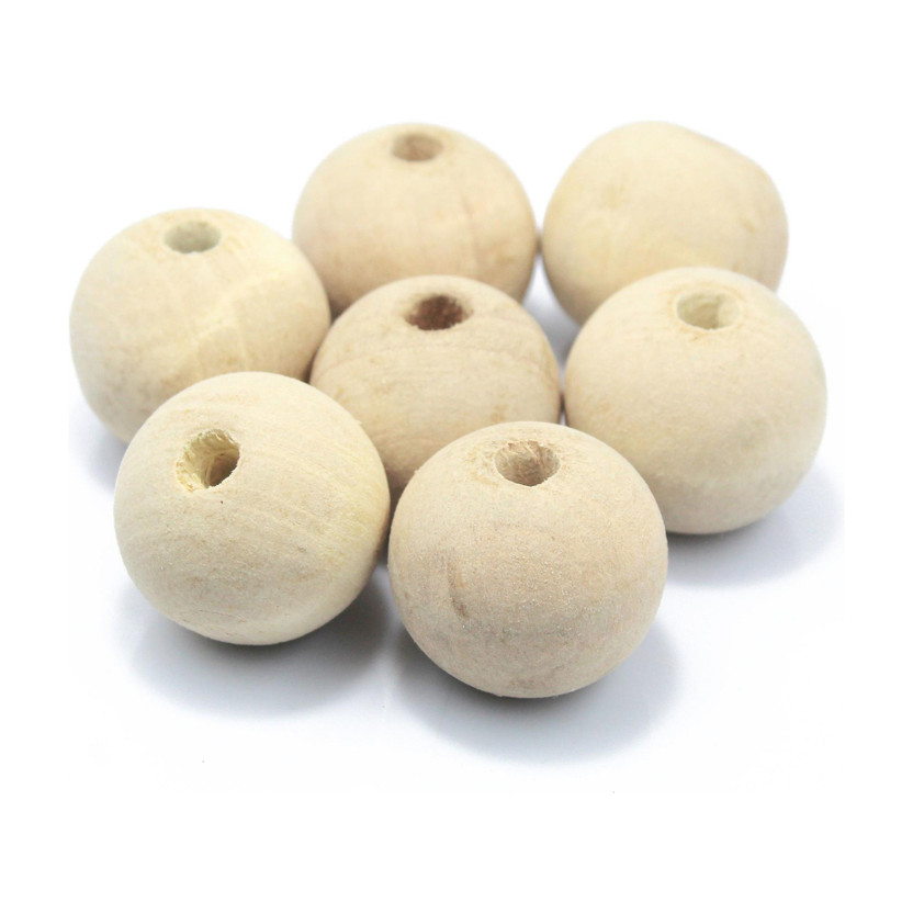 Craft Affair | Wooden Beads for Macrame Art & Craft DIY (30mm Beads, Pack of 20) | Natural Maple Wood Beads | Smooth and Sturdy Predrilled Wood Balls for Hobbies & Jewellery Making