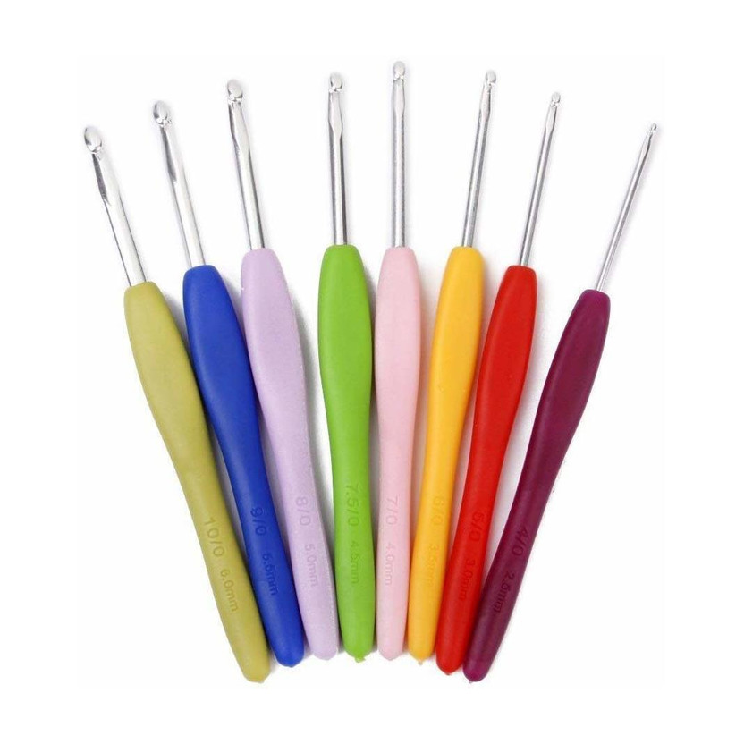 Xeekart Crochet Hooks Aluminium Sewing Needles Soft Handles Knit Weave Craft Yarn Sewing Tools 1 Set 8 pcs Crochet Hooks Needles Knitting Yarn Craft Kit Knitting Needle