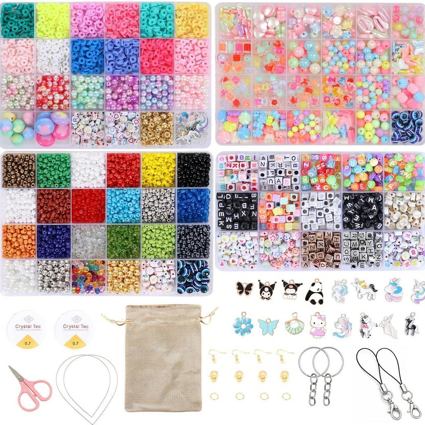 ambitieux ambitieux DIY Jewellery Bracelet Making set Kit for Kids & Adults 3000+ Beads - Flipkart Deal