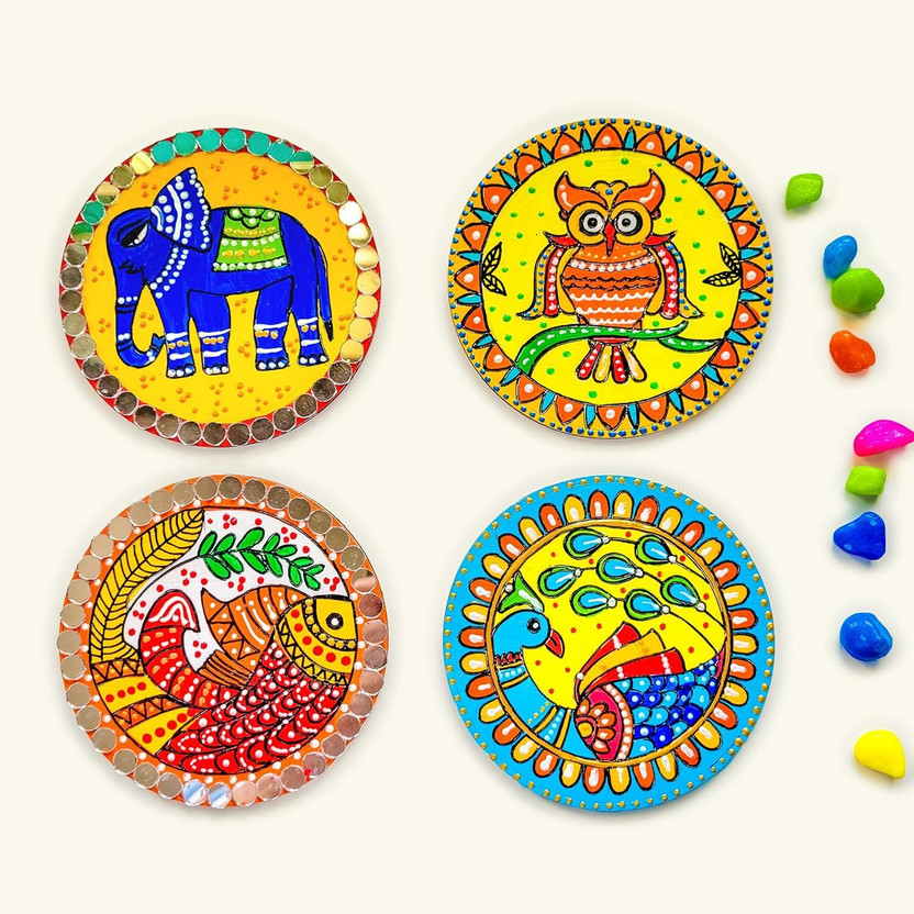decordial Madhubani Art Materials kit with Tea Coasters DIY kit