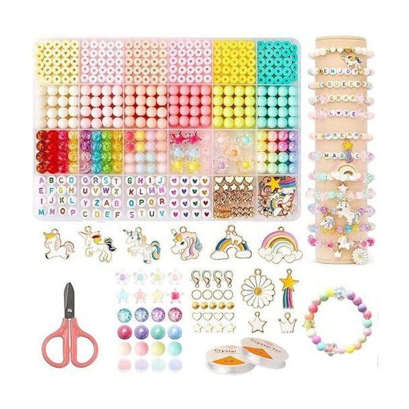 Nuvex Clay Beads Jewellery Making Kit for Kids, Macaron Color Pastel Pearl Beads Set