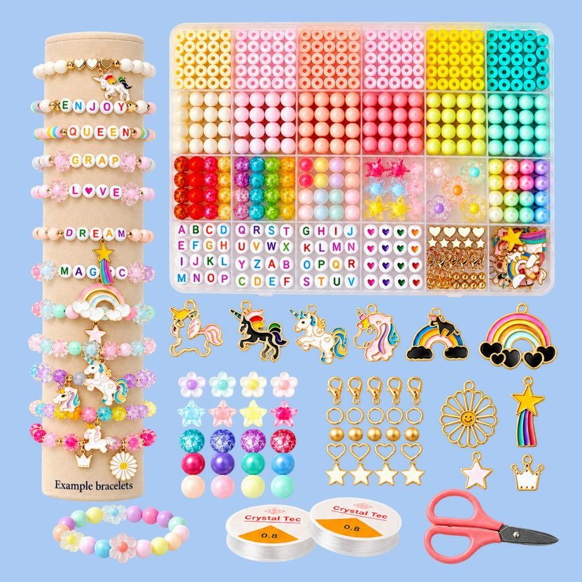 ASTRAVELLON DIY Fun Craft Jewellery Making Kit for DIY Projects with Rainbow Beads