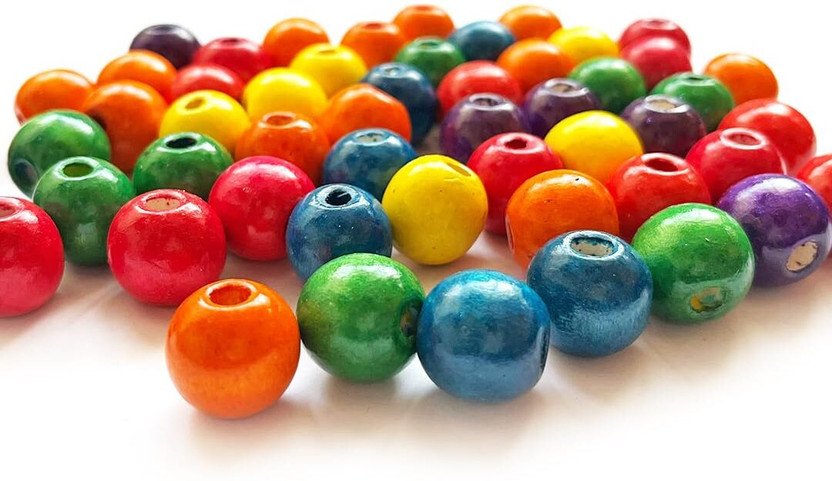 manrish Multicolor Wooden Craft Beads Set for Jewelry Making & DIY Art