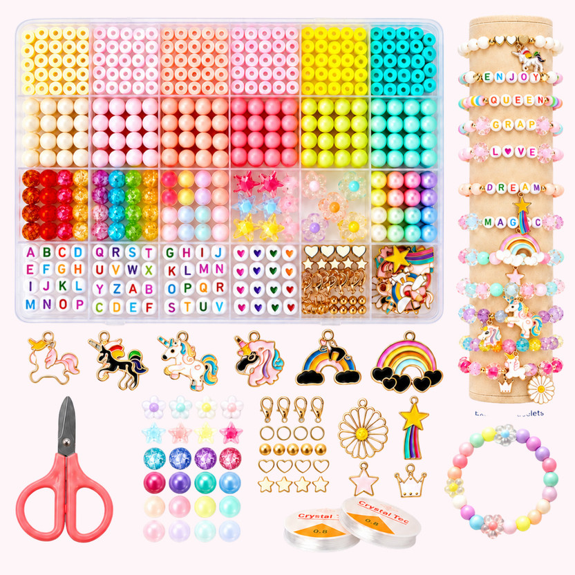 ASTRAVELLON Alphabet Beads Craft Kit | Combine Letter and Color | Bead and String Supplies