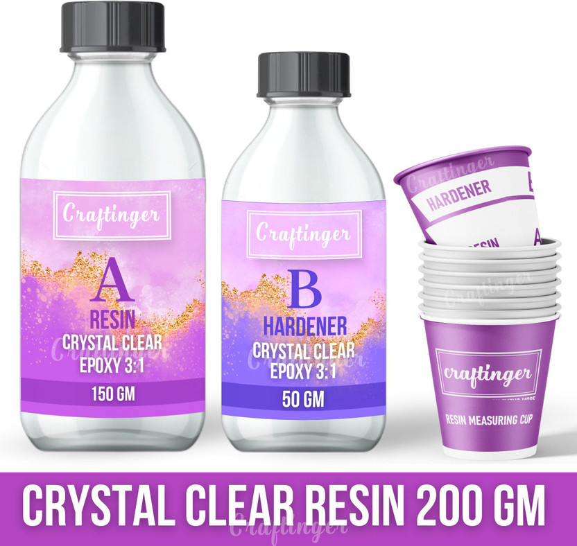 Craftinger 200 Gm Crystal Clear Epoxy Resin 3:1 with measuring cup