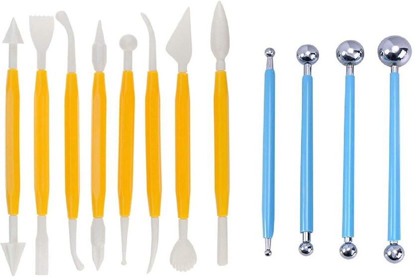 URBAN BOX Modelling Ball Tools Stainless Steel Double-end Balls Sculpting Tools-Set of 12