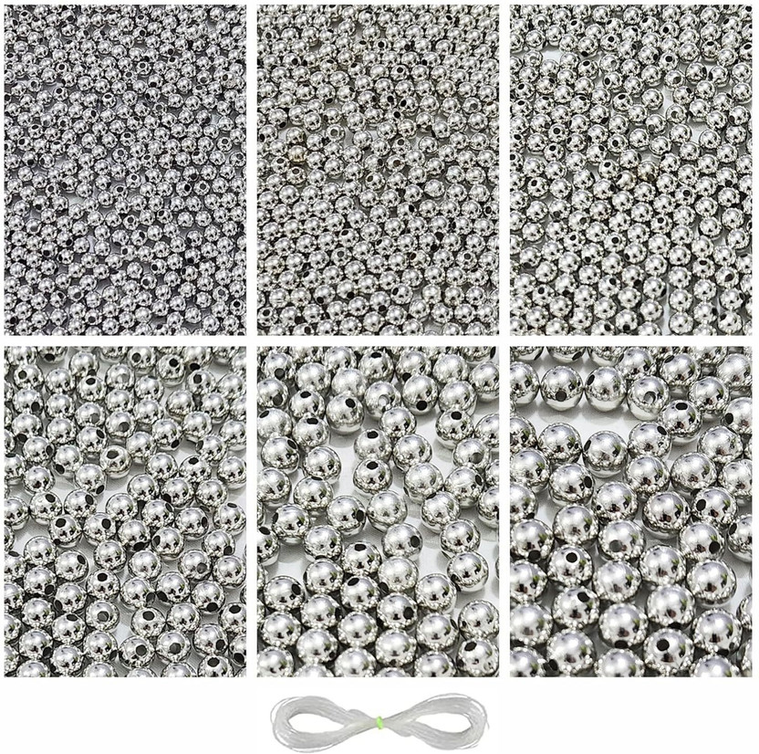 Qroof Silver Plated Pearl Beads for Jewellery Making Kit , Bracelets , Craft