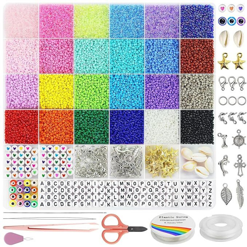 FLEXIFIND 17000pcs 2mm Glass Seed Beads for Jewelry Making Kit