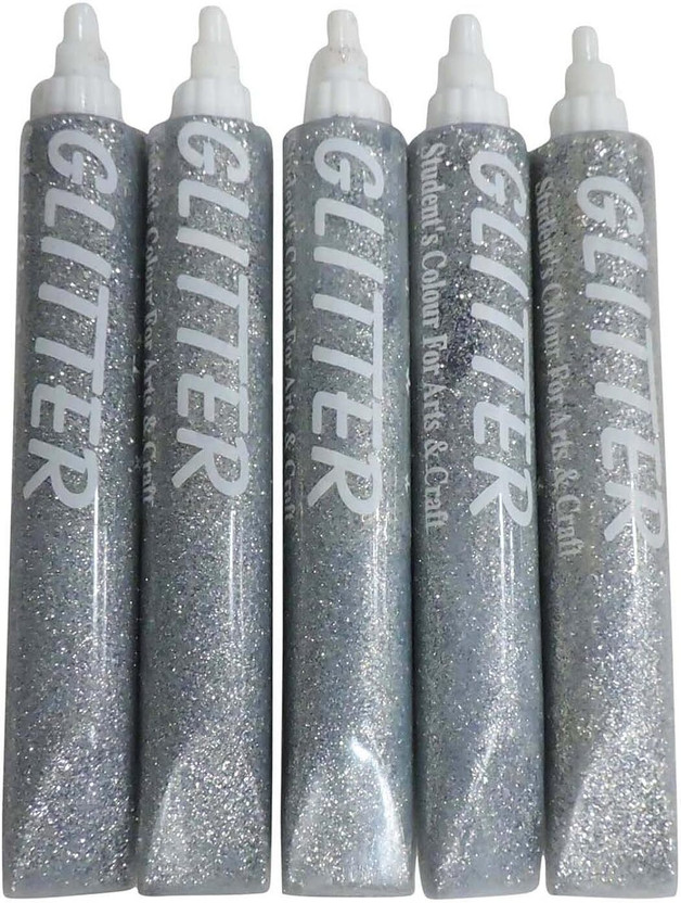 ASIAN HOBBY CRAFTS Silver Sparkling Glitter Tubes, Paper Glitter for Art & Crafts Set of 5