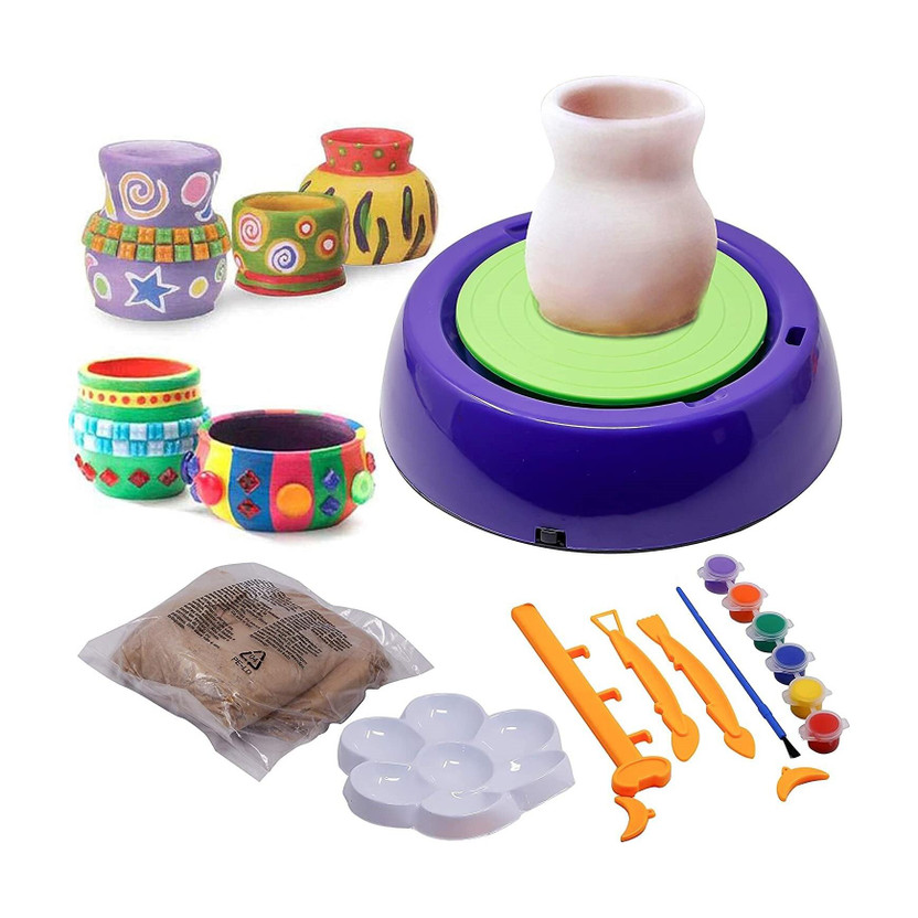ADKD Clay Art Pottery Making Wheel Set with Paints & Tools for Kids