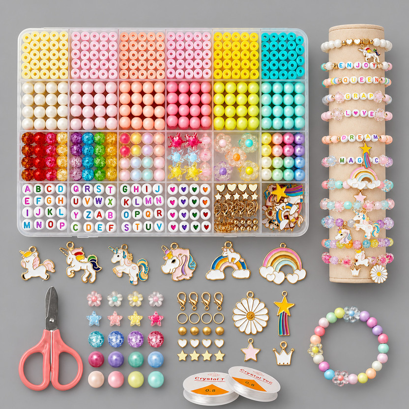 Varenza Unicorn Bracelet Making Kit for Kids – DIY Creative Jewelry Craft Set