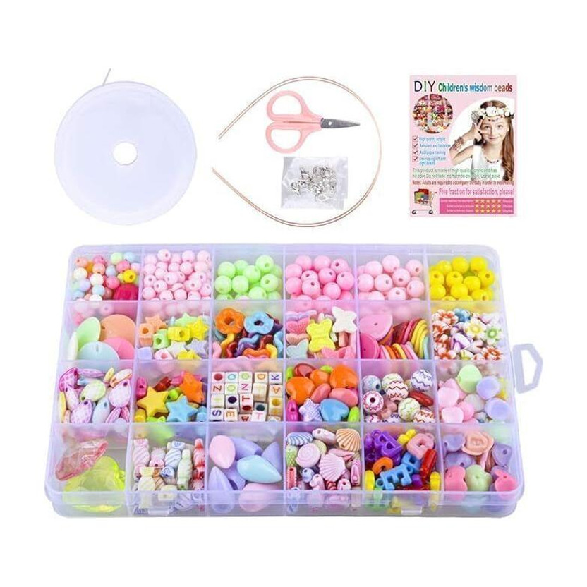 Guellix Beads for Kids Children's Jewelry DIY Bracelets Necklace Making Kit Craft Kits