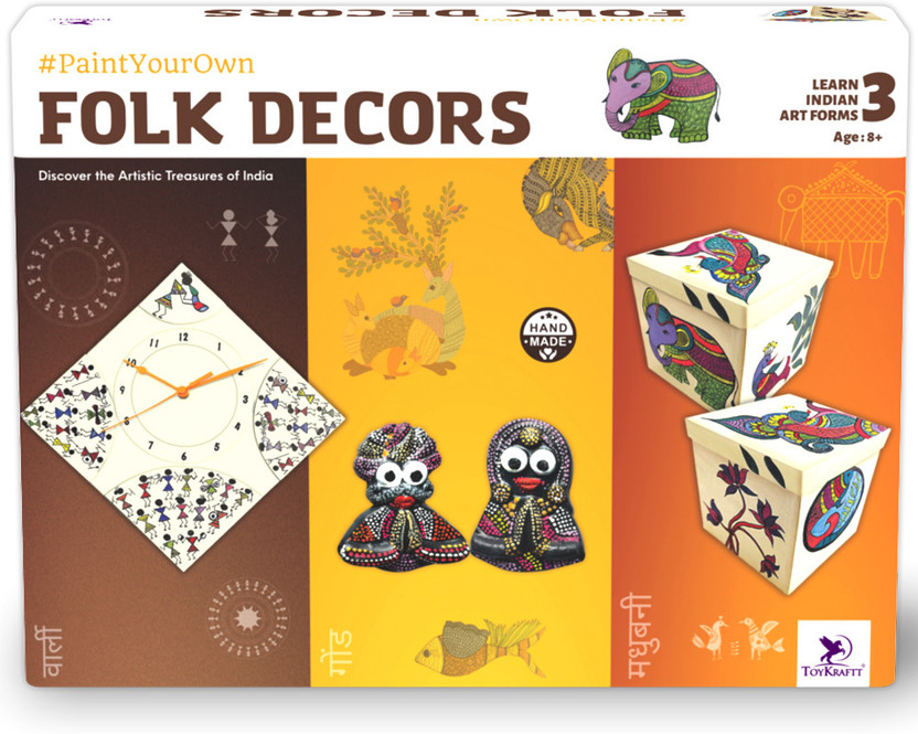 ToyKraftt Indian Folk Art - Madhubani, Warli & Gond Art DIY Kit for 8 9 10 Year Old Children