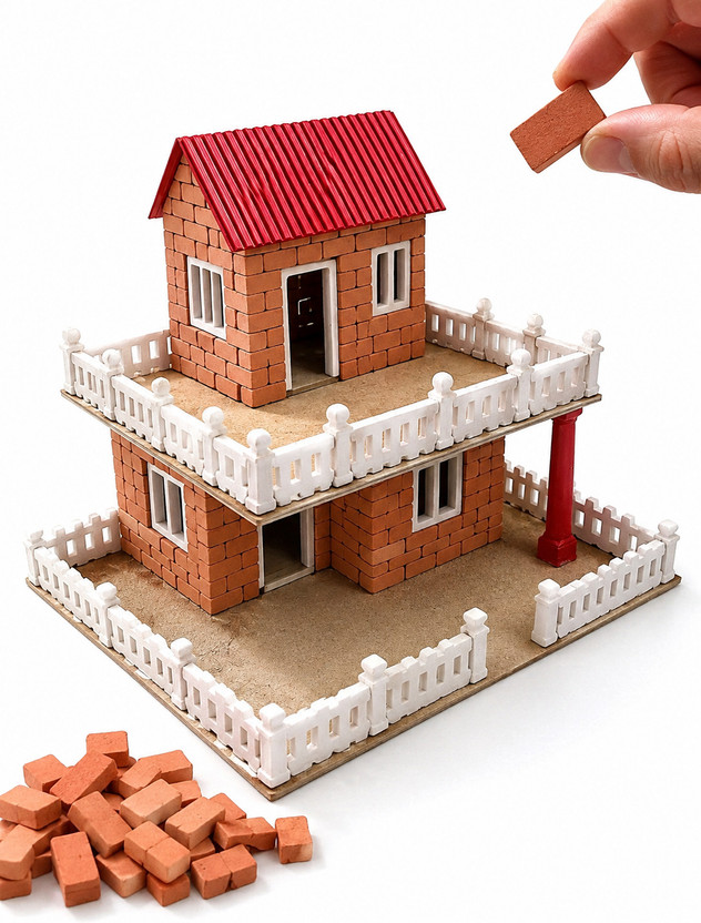 KHP KHP ENTERPRISES Mini Bricks House Double Floor With Fence 005 - Flipkart Deal