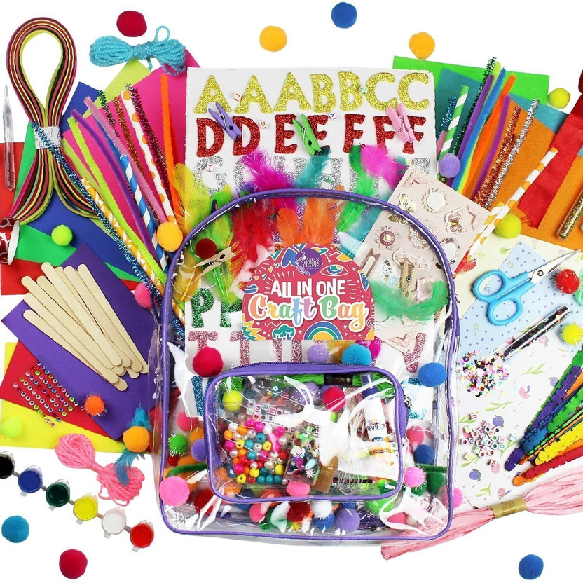 ASIAN HOBBY CRAFTS DIY Art & Craft Bag for Kids | 500+ Activities, 36+ Craft Items, Age 4+