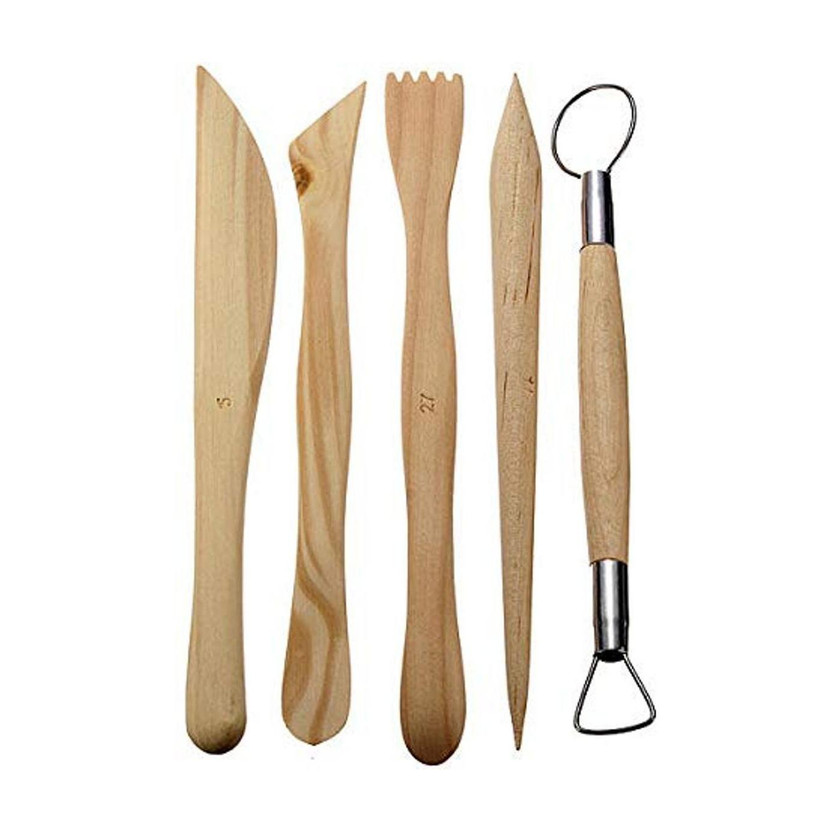 CHROME 5Pcs Wooden Polymer Clay Tools Clay Sculpting Tool Multi-functional Carving Ceramics Tools Pottery Tools Set.