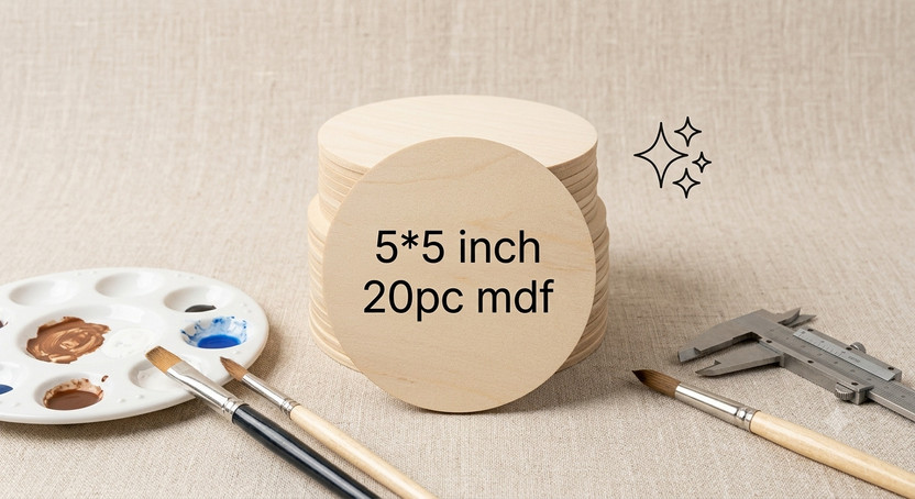 FITLOGAN Premium MDF Wooden Round Cutouts 5x5 Inch DIY Pack of 20