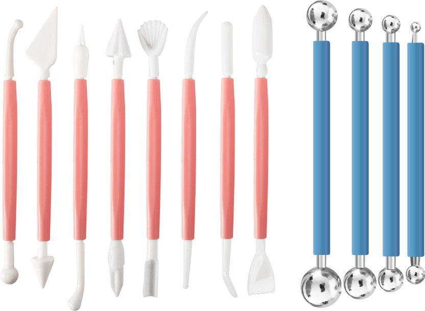Ortan Pink Sculpting Tools+ Fondant Ball Tool Kit (set of 12)