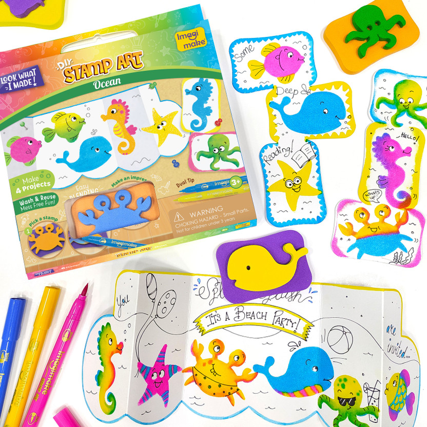 Imagimake Stamp Art - Ocean - DIY Kids Art Set - For Girls and Boys 3 Years+