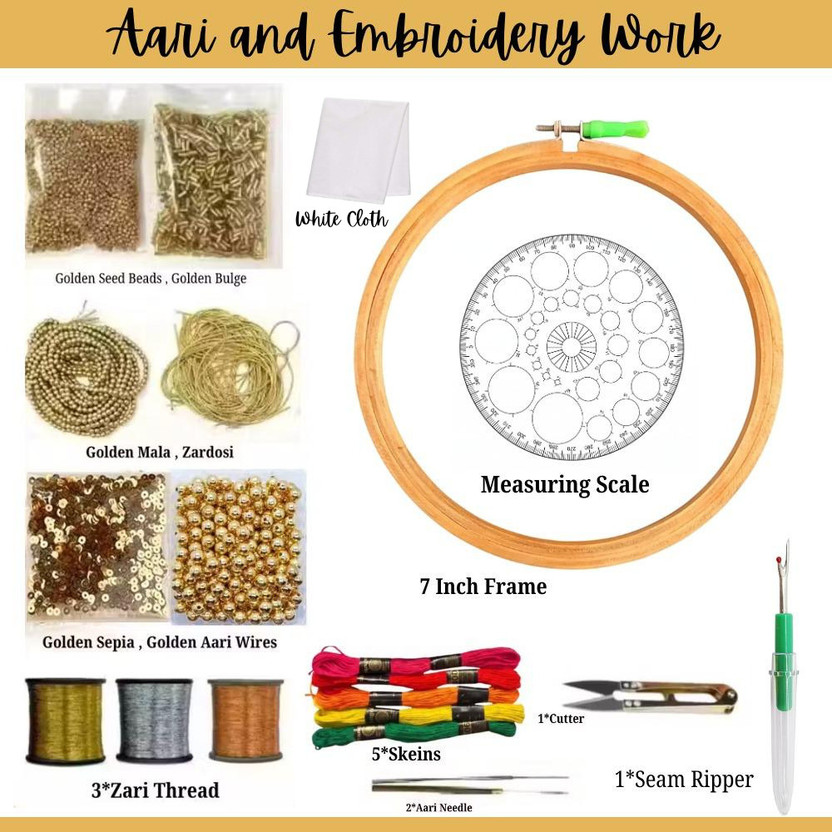 Qroof Qroof Aaari work Making Items Premium Maggam Materials Kit - Flipkart Deal
