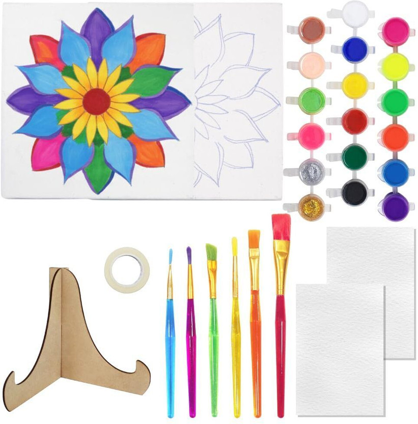 ASIAN ASIAN HOBBY CRAFTS DIY Painting Set with Printed Canvas, Tempera Paints & Tools for Beginners & Kid - Flipkart Deal