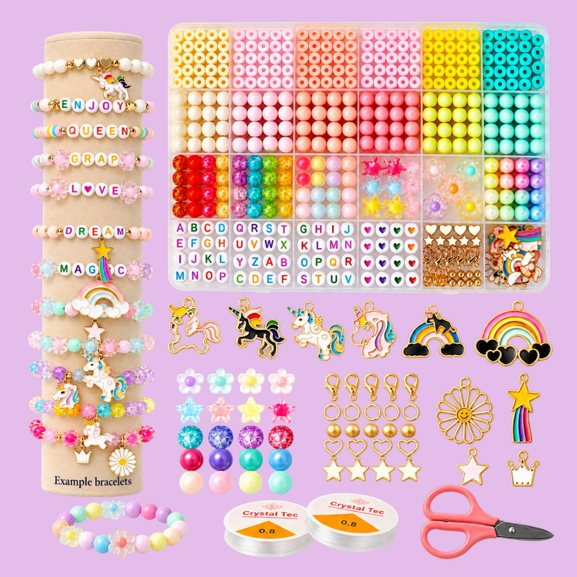 ASTRAVELLON DIY Jewellery Making Kit - Rainbow Theme with Mixed Beads for Hobby Crafting
