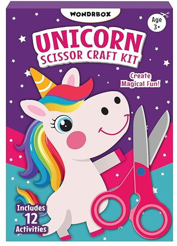 WONDRBOX Scissor Skills Activity Book - Unicorn, 12 Fun Cutting Activities for kids