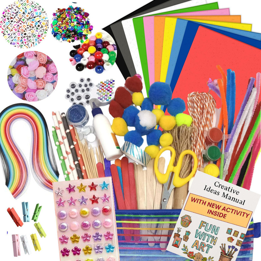 Brijsun Ultimate 100+ Pcs DIY Craft Kit for Kids | Art & Craft Supplies Set