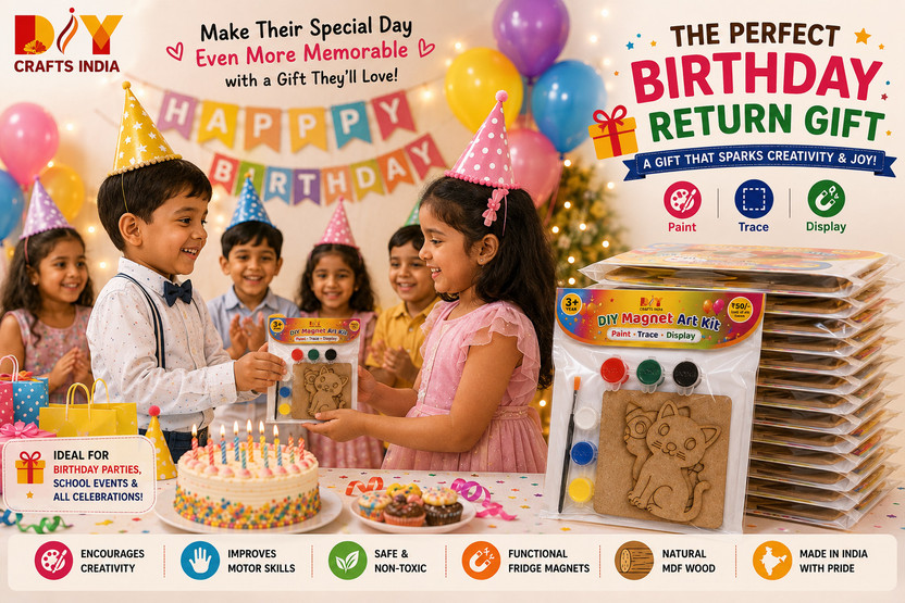diy diy crafts india Birthday Return Gifts for Kids 3+ Years | Pack of 9 | DIY Magnet Art Kit | Combo - Flipkart Deal