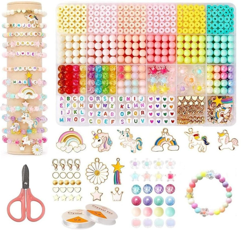 SIRTERIQ Bracelet Making Kit With Unicorn Pendants Jewellery Making Kit For Girls