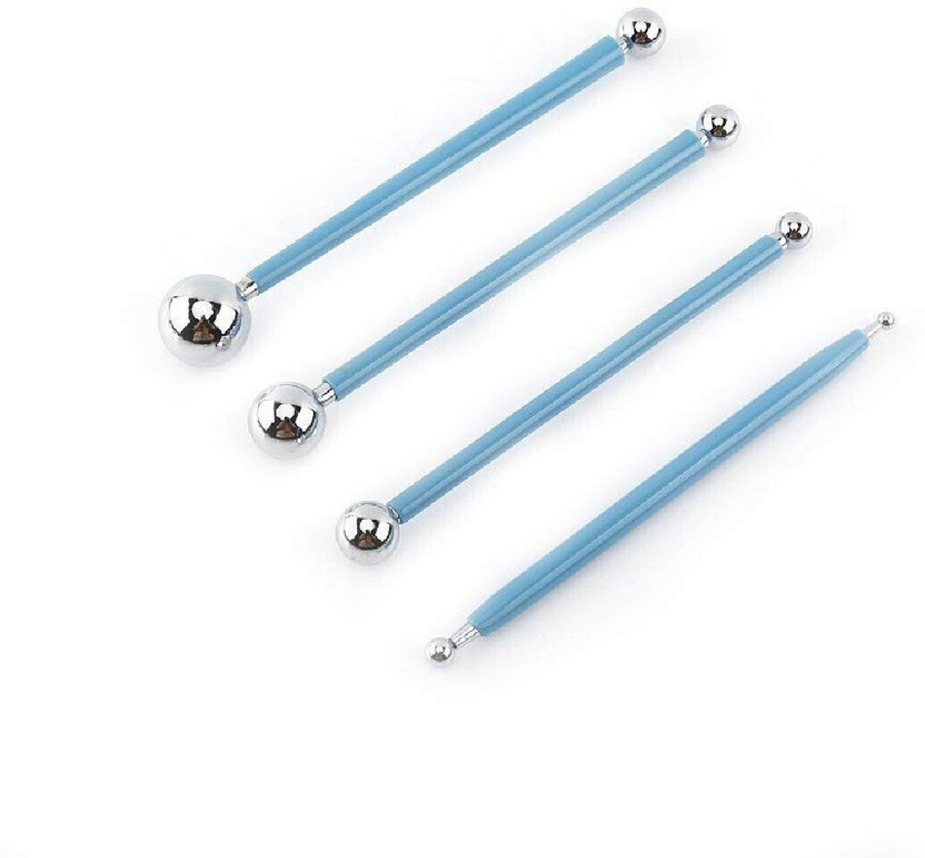 KRAFTMASTERS 4 Pcs Modeling Ball Tools, 8 Ball Stainless Steel Dotting Modeling Tools Clay Ceramics Pottery Carving Tool Embossing Sculpting Set