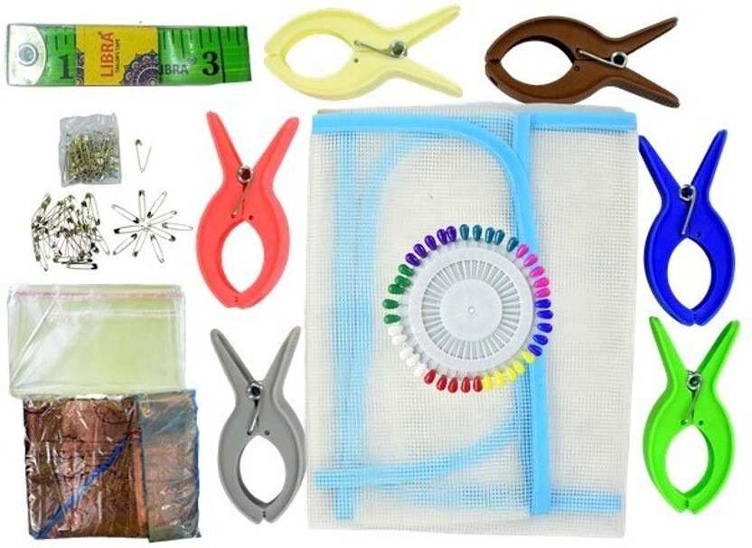 Saravana Super Mart Pre-Pleating Kit with 6 Items | Ironing Mat, 4-inch Clip, Inch Tape, Saree Cover
