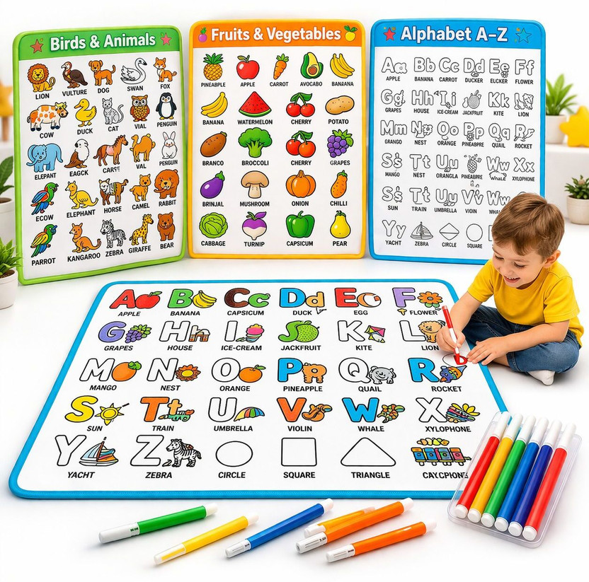 zazutoys Washable Drawing Mat for Kids Reusable Colouring Activity Educational Toy