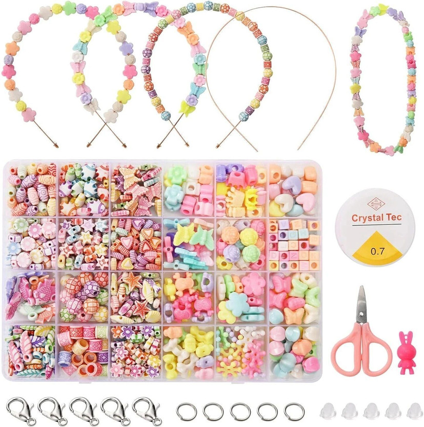 SKYZONE Beads for Kids Children's Jewelry DIY Bracelets Necklace Making Kit Craft Kits