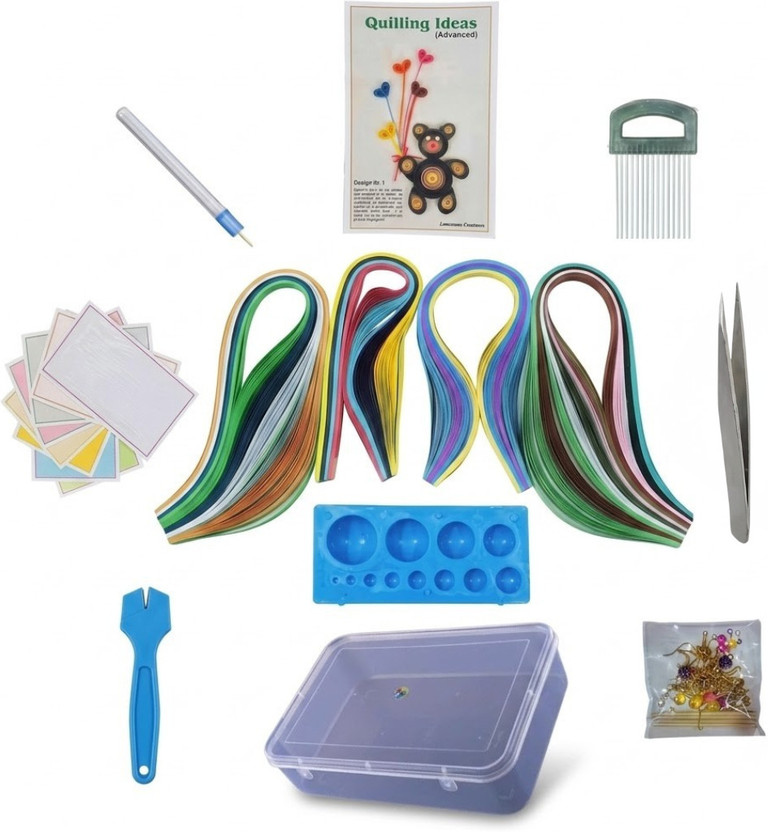 KHUSHA CREATIONS Quilling Art Kit Set with Tools Strips Comb Tweezer Board for DIY Craft