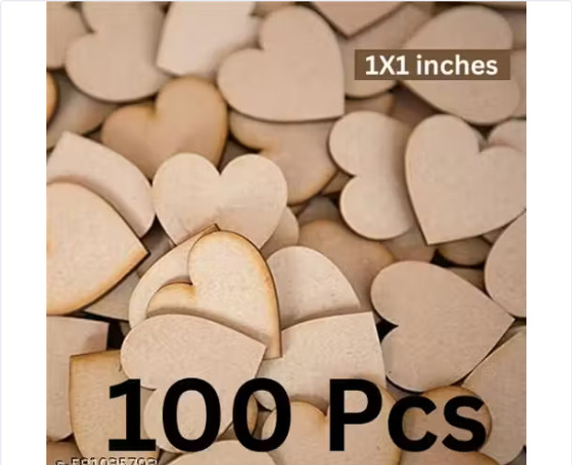 FITLOGAN 100 Pcs Wooden Heart Shape Cutouts 1x1 Inch DIY Craft Decoration Pieces