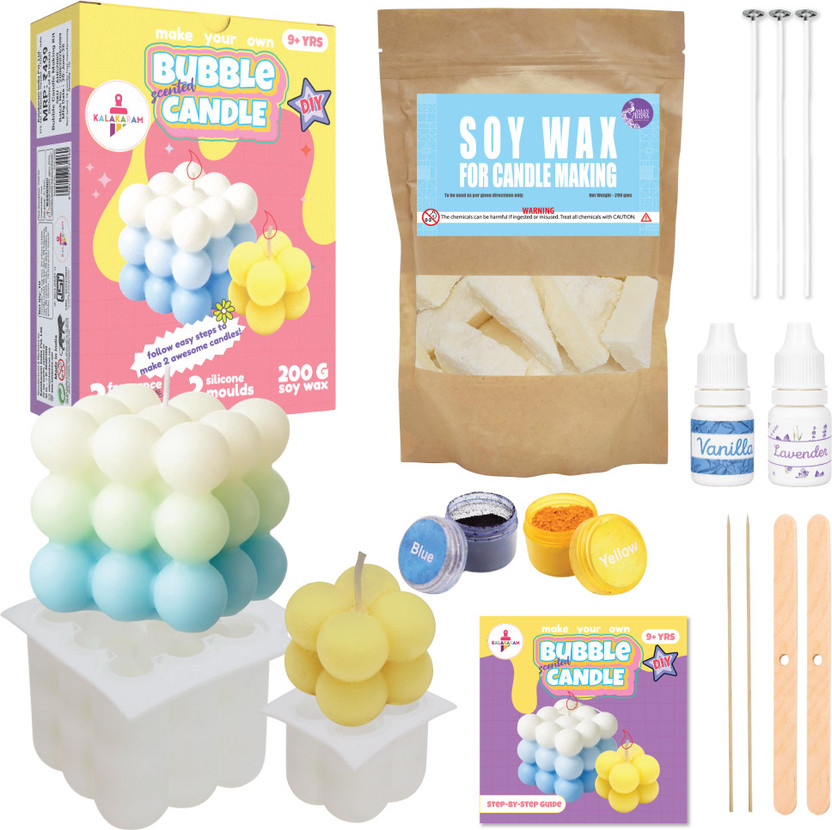 Kalakaram DIY Scented Bubble Candle Making Kit for Beginners & Adults