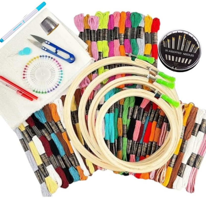 KHUSHA CREATIONS Embroidery Materials Kit/Embroidery Hoops ,Threads & Supplies Tool Kit