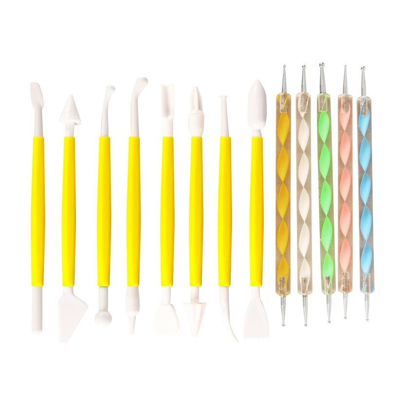 Ortan Clay Art Sculpting Tool Yellow +Dotting Tools For Clay & Cake Designing
