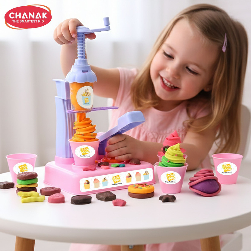 CHANAK Play Dough IceCream Maker Set Includes 6 Color Dough Tubes Each 50g Above 3+ Age