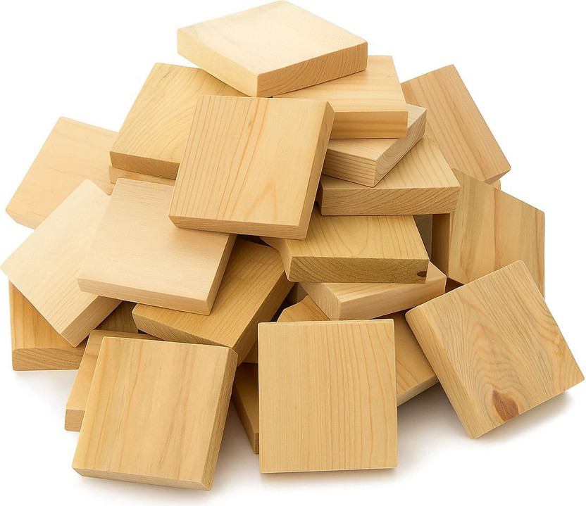 Nature House Wood Block for Crafts, Square Blocks Craft Painting, DIY, 3.5X3.5 Inch, Pack 20