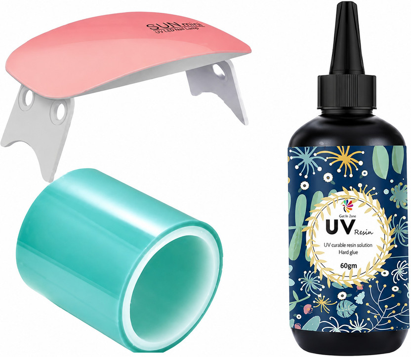 KTrading UV Resin 60gm Kit | Quick Cure Clear Resin with UV Lamp for Crafts & Jewelry